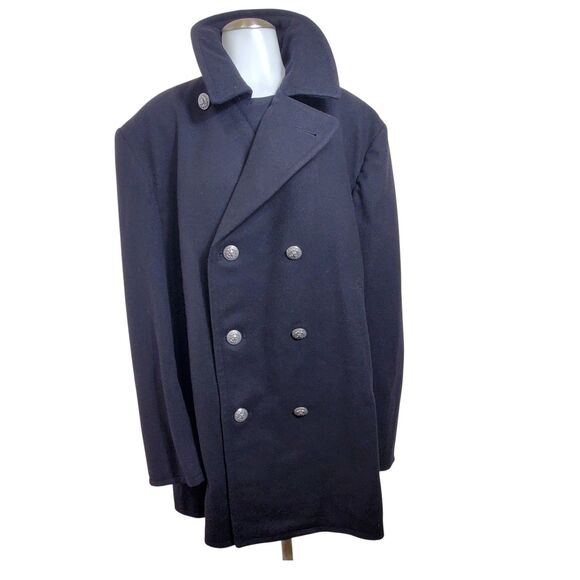 U.S. Navy Enlisted Wool Overcoat Men’s 44R Vintage Military Coat Pewter Buttons - Picture 3 of 7